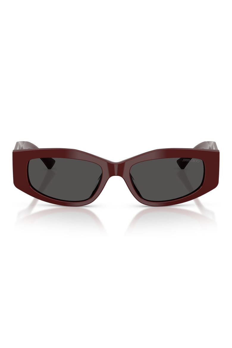 53mm Irregular Sunglasses, Main, color, CRANBERRY / DARK GREY