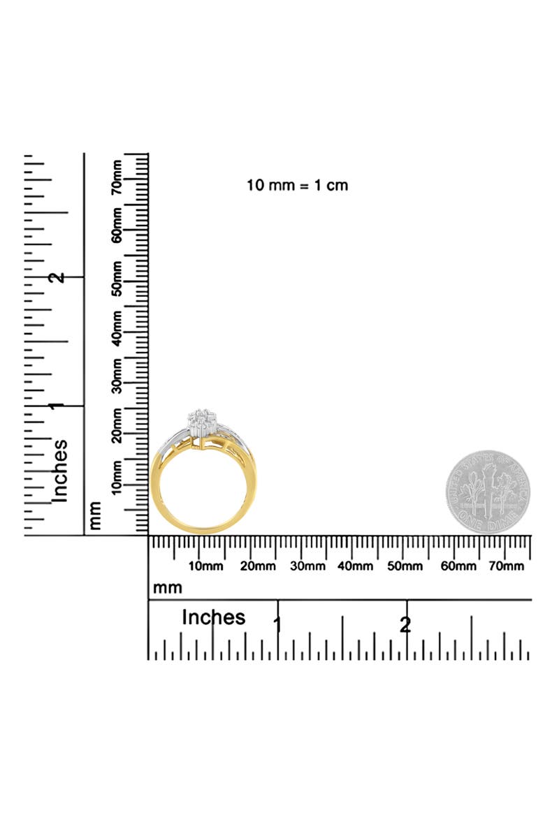 10K Gold 1/2Ctw Diamond Marquise Shaped Cluster Split Shank Ring, Alternate, color, Yellow Gold