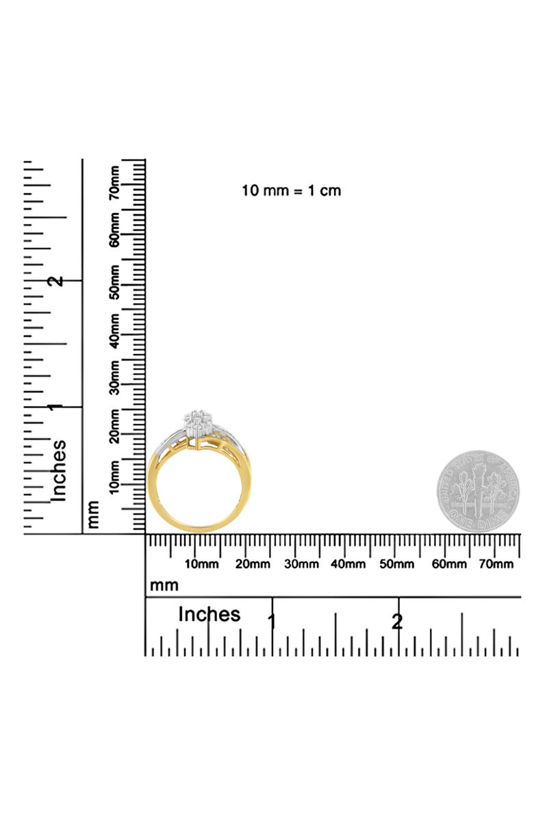 Haus of Brilliance 10K Gold 1/2Ctw Diamond Marquise Shaped Cluster Split Shank Ring, Alternate, color, Yellow Gold