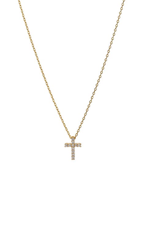 14k Gold Plated Aveline Crystal Cross Necklace Holiday Gift Guide