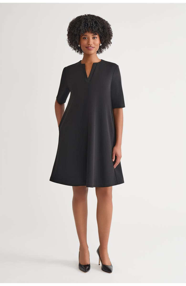 Ming Wang Stretch Crepe A Line Dress, Main, color, Black