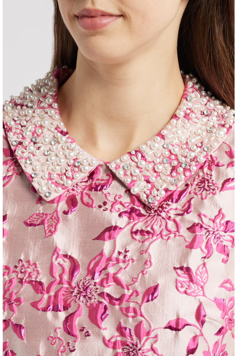 Kelliana Floral Metallic Sleeveless Shift Dress, Alternate, color, PASSION FRUIT PINK