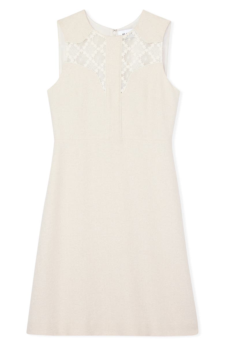 ST. JOHN Metallic Tweed & Guipure Lace Shift Dress, Alternate, color, Ecru Lurex Multi