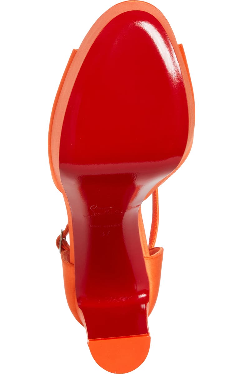 Christian Louboutin Sandaloo Silk Satin Platform Sandal, Alternate, color, Magma/ Lin Magma