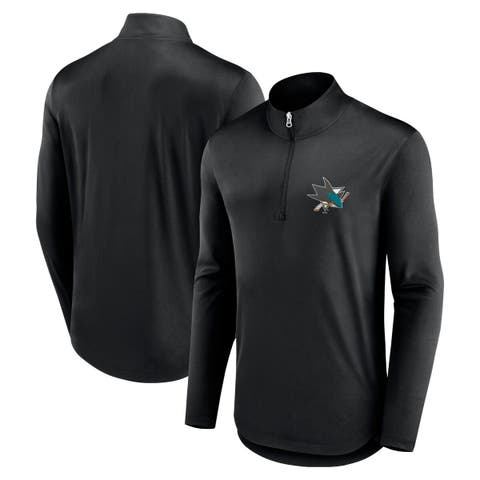 Men's Fanatics Branded Black San Jose Sharks Mock Neck Quarter-Zip Top