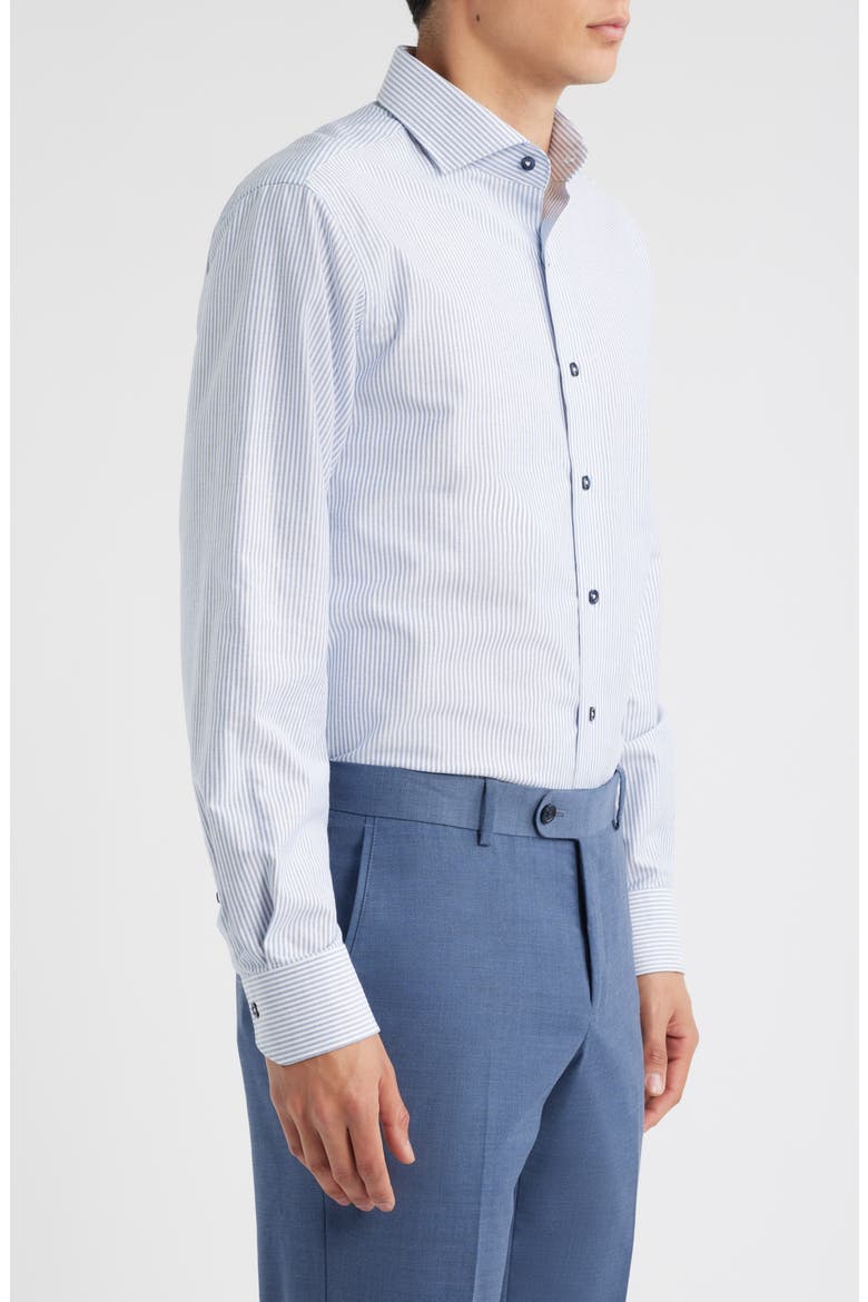 Trim Fit Stripe Cotton Oxford Cloth Dress Shirt, Alternate, color, WHITE/ BLUE STRIPE