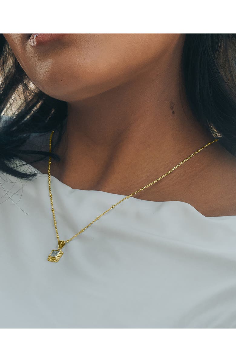 Sterling Forever Cassia Cubic Zirconia Pendant Necklace, Alternate, color, Gold