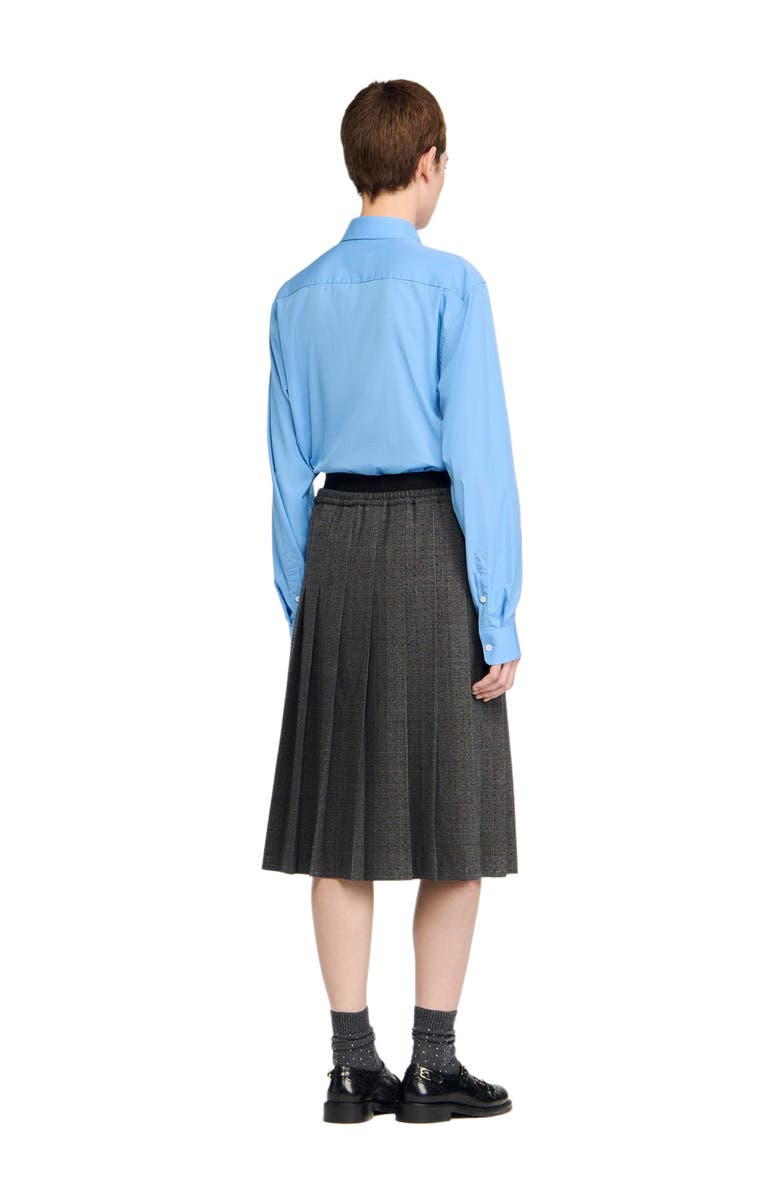 SANDRO Long pleated rhinestone skirt, Alternate, color, Grey / Brown