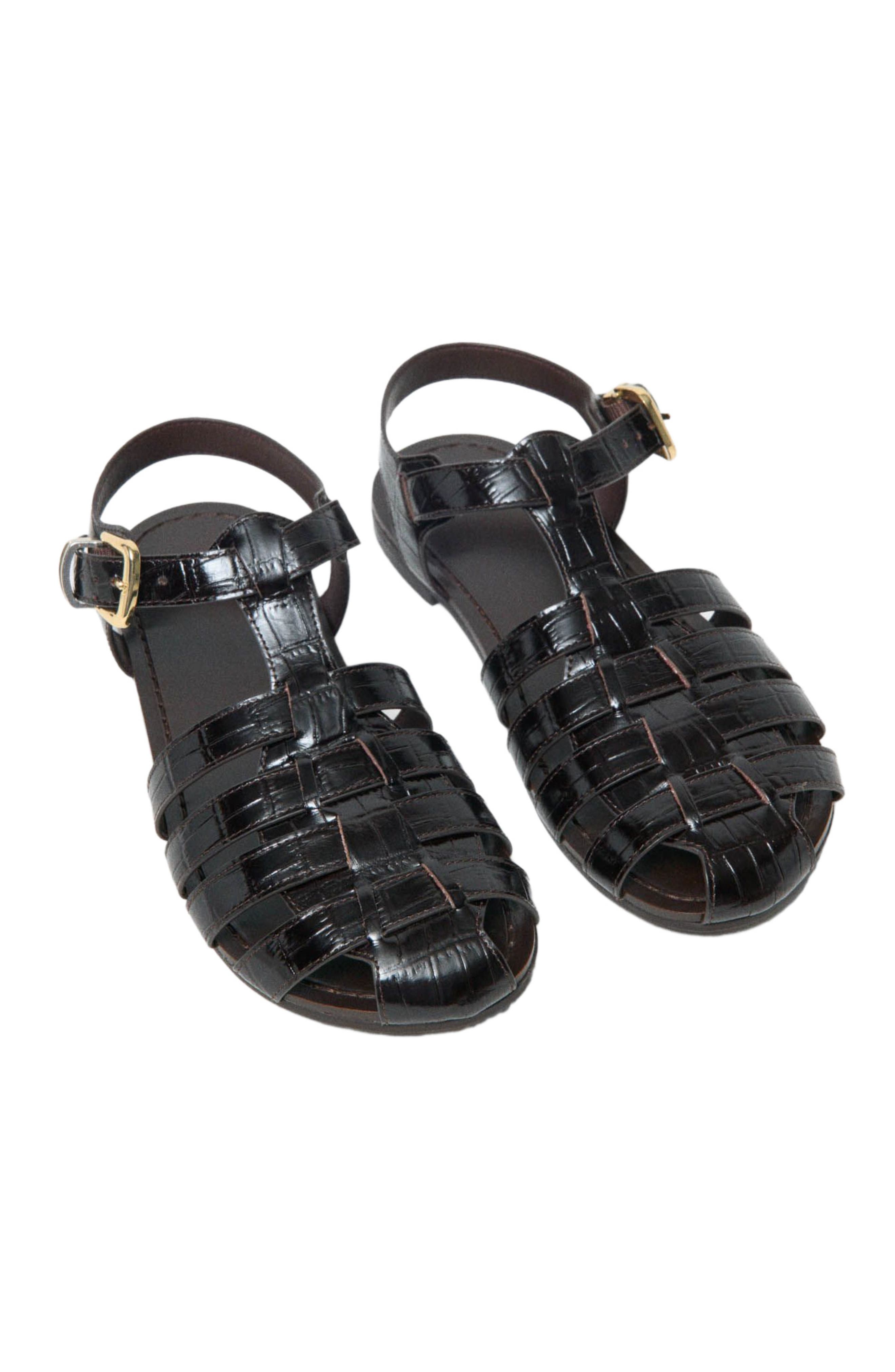 maje Multi-strap leather sandals, Alternate, color, Brown