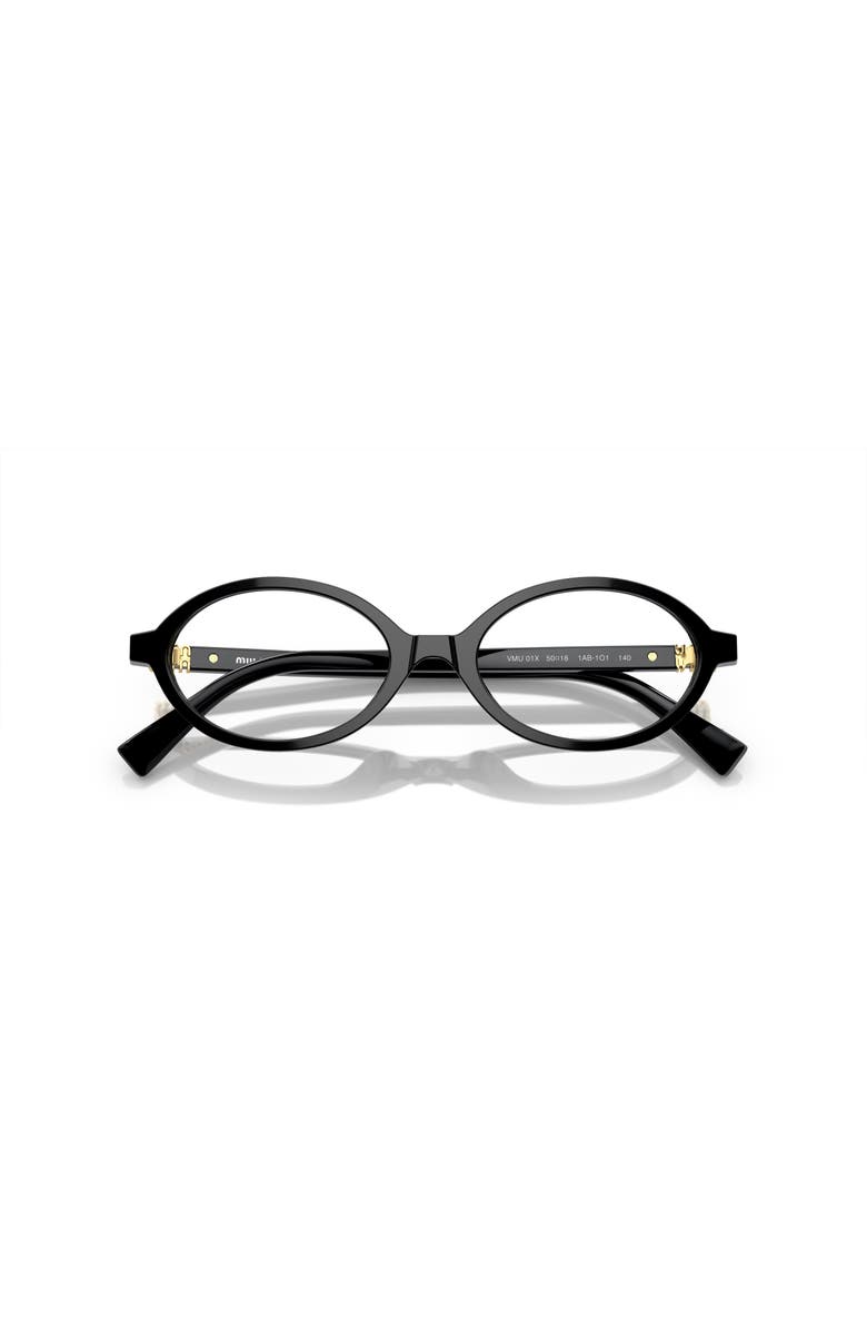 Miu Miu 50mm Oval optical glasses, Alternate, color, Black