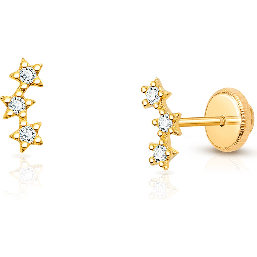 Tiny Blessings 14k Gold Lucky Stars Studs Screw Back Earrings In Gold