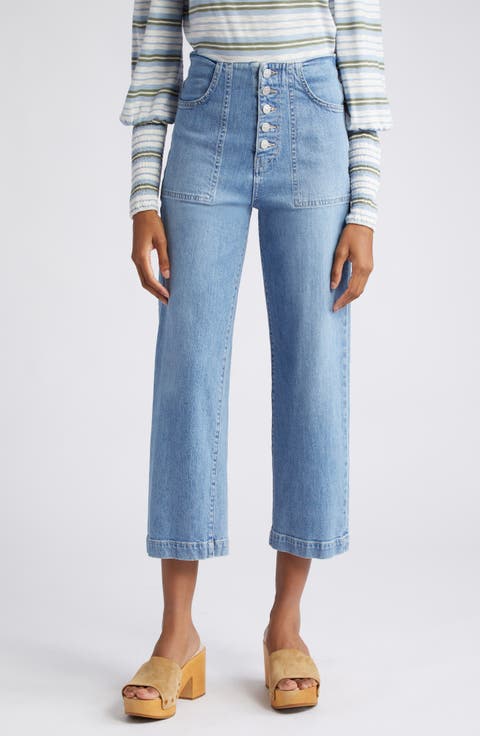 Crosbie Exposed Button Wide Leg Jeans (Zephyr)
