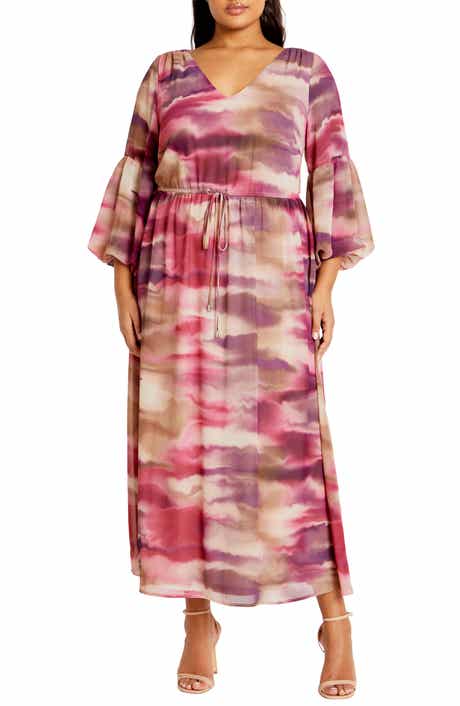 City Chic Romance Balloon Sleeve Maxi Dress