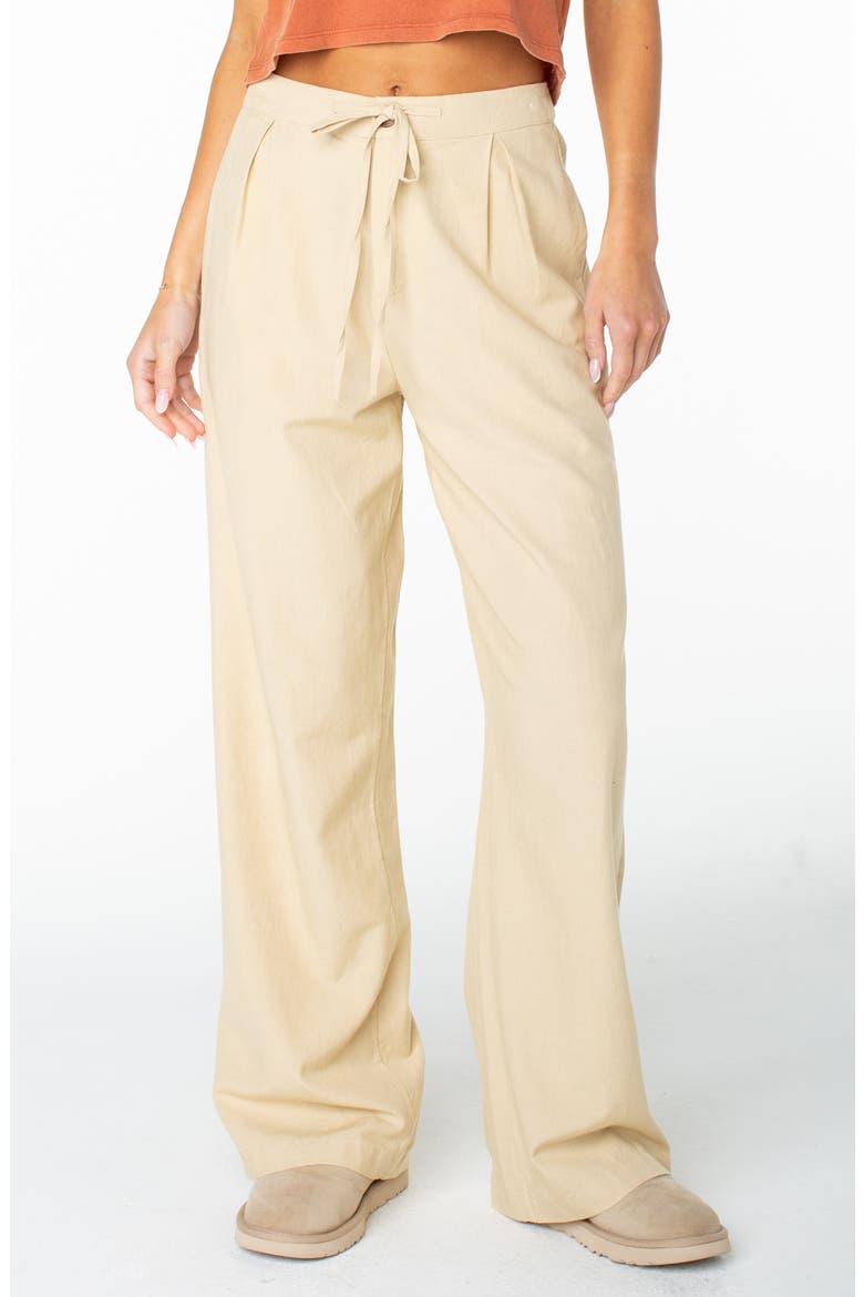 Mavericks Pleated Wide Leg Trousers, Main, color, PEBBLE