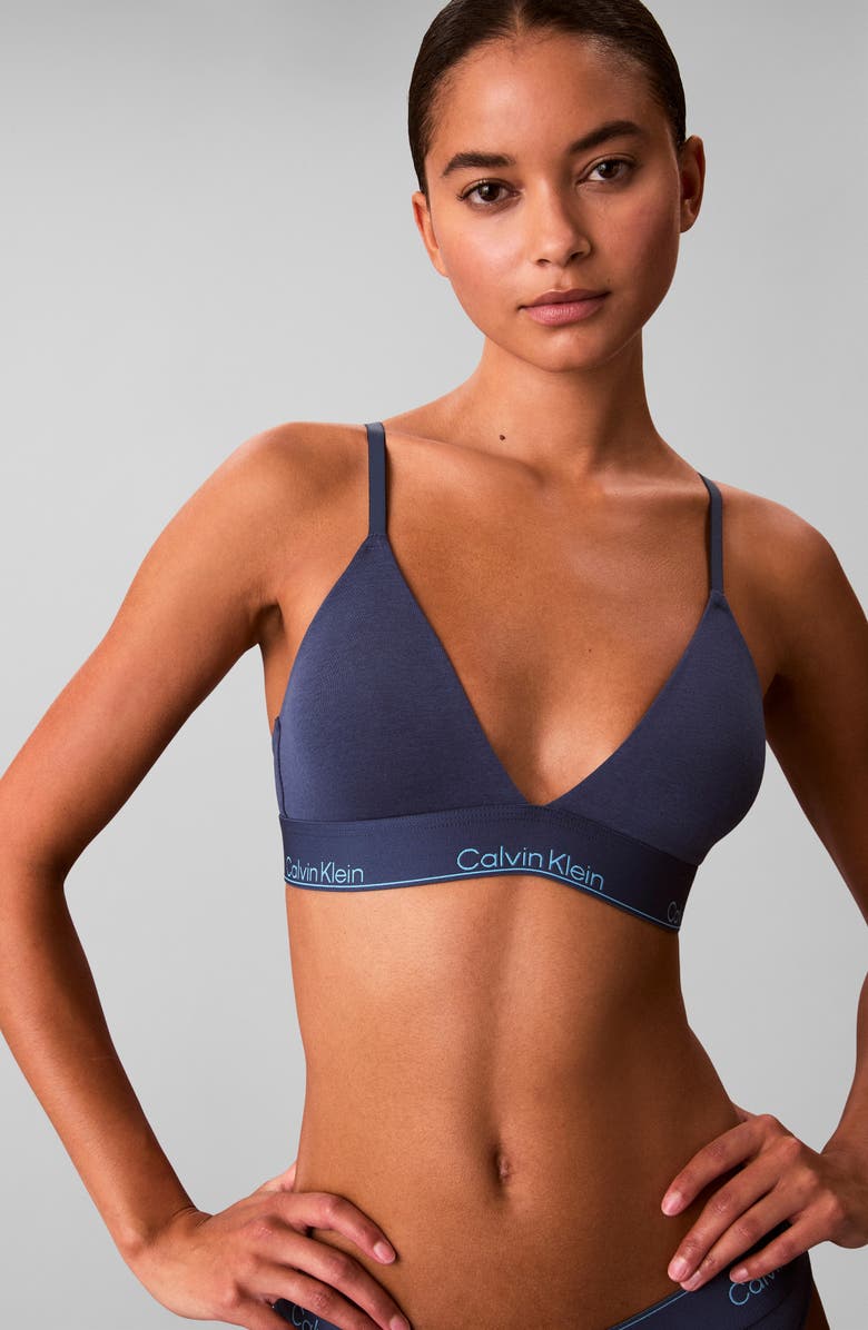 Calvin Klein Lightly Lined Racerback Bralette, Alternate, color, Dark Denim