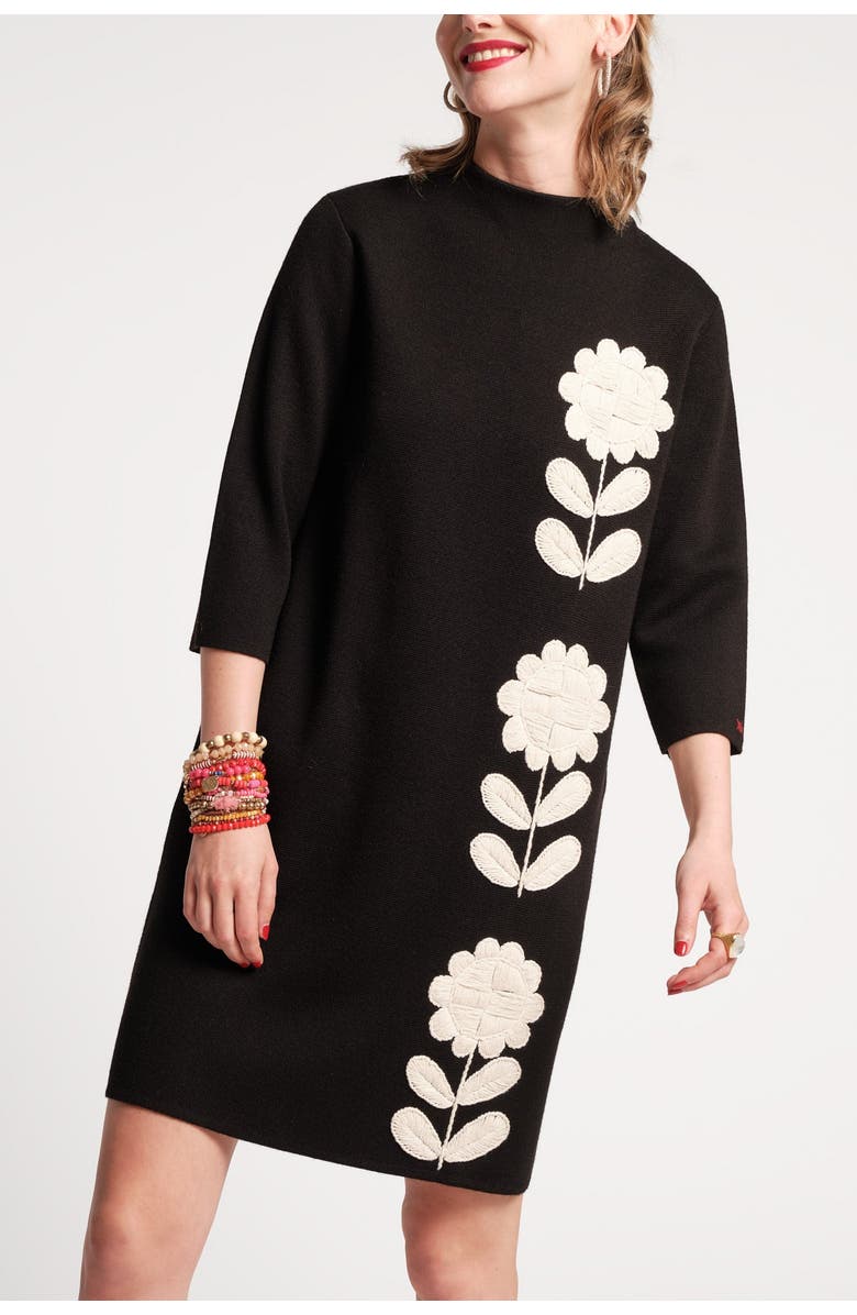 Frances Valentine Annie Dress Posy Embroidery Merino Wool Blend, Alternate, color, 