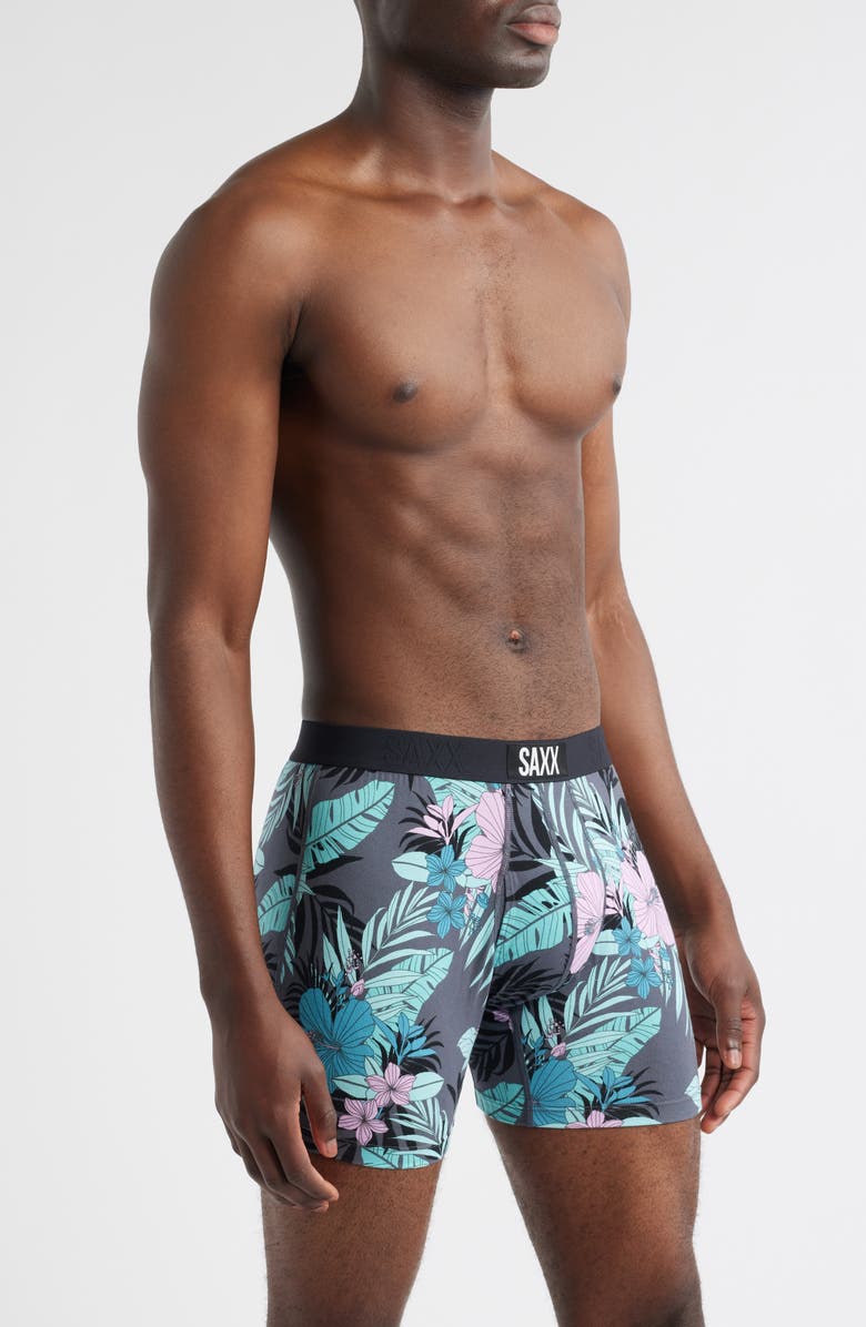 SAXX Assorted 2-Pack Ultra Super Soft Boxer Briefs, Alternate, color, Hibiscus Jungle/ Black