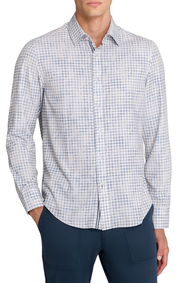 Faded Dot Print Woven Long Sleeve Basic, Main, color, CREAM