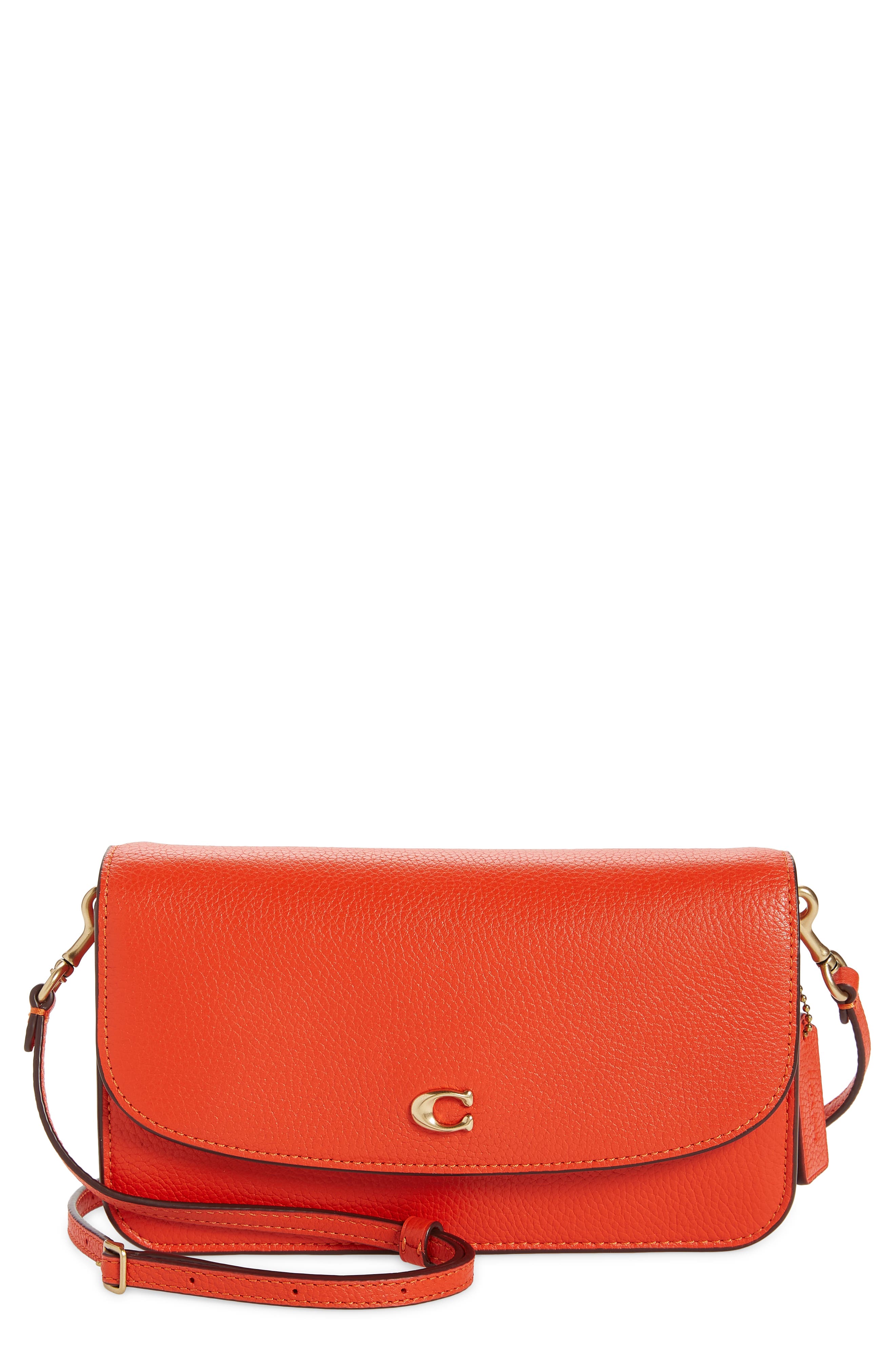 Hayden Leather Crossbody Bag, Main, color, RED ORANGE