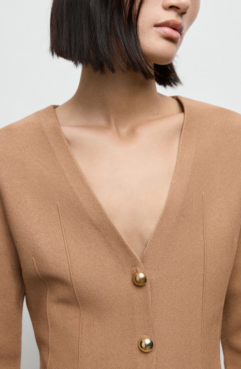 MANGO Tona Sweater Jacket, Alternate, color, Medium Brown