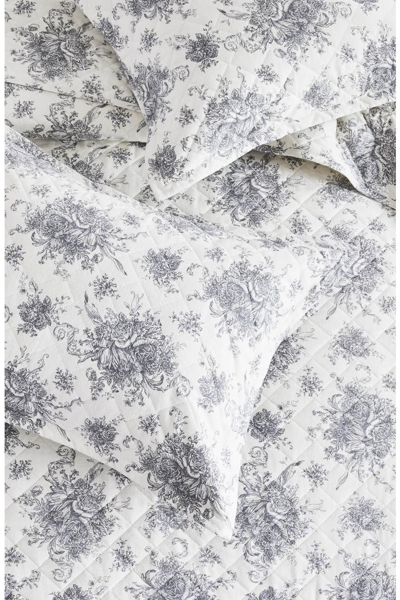 Petit Toile Flannel Quilt Set, Alternate, color, GREY