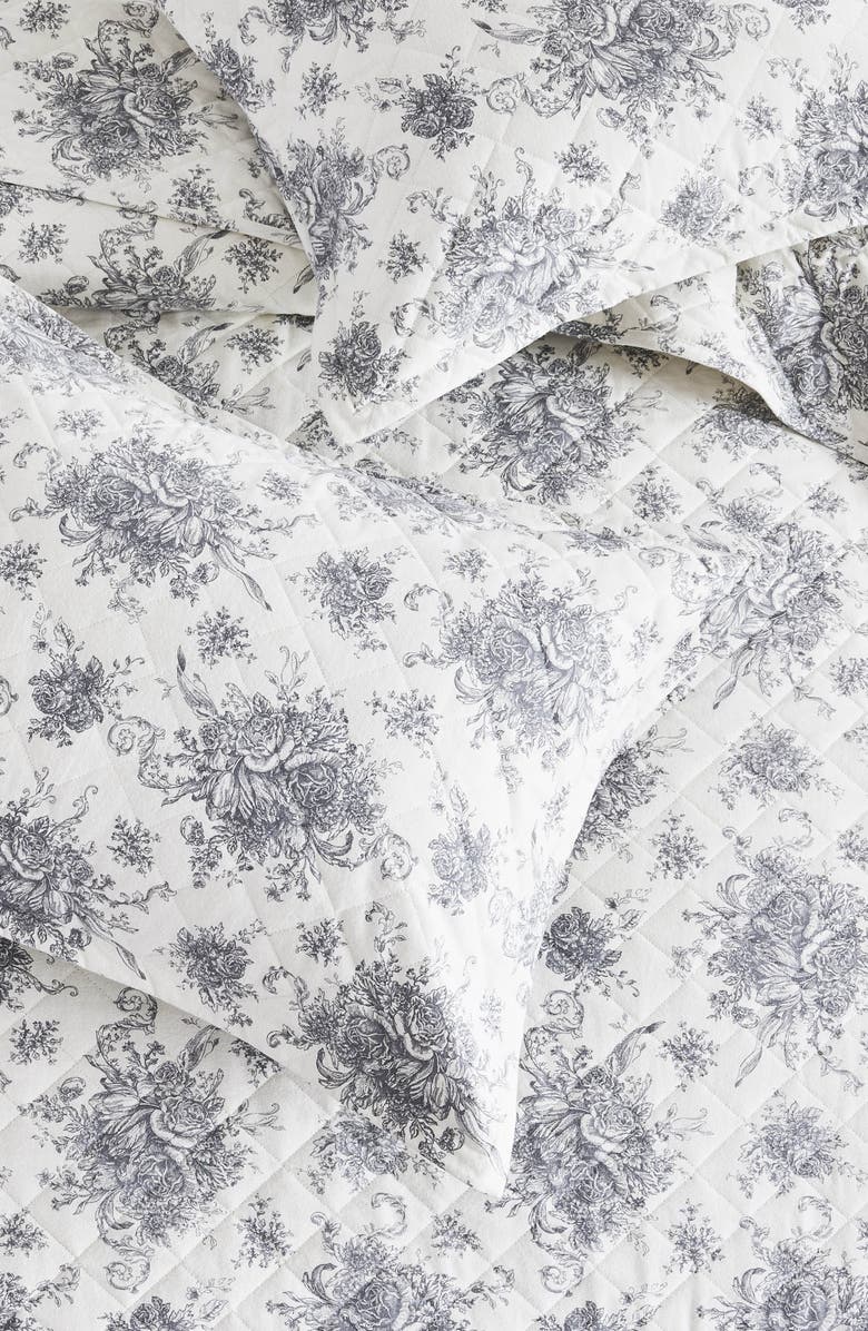 MELANGE HOME Petit Toile Flannel Quilt Set, Alternate, color, Grey