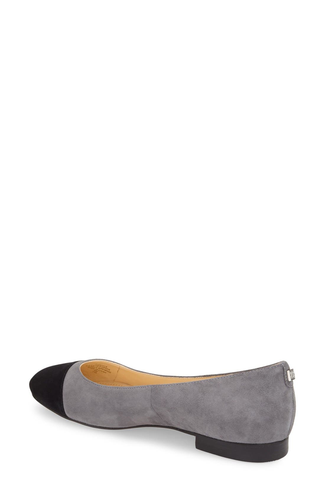 'Jocelyn' Cap Toe Flat, Alternate, color, NEW DEEP GREY/ BLACK SUEDE