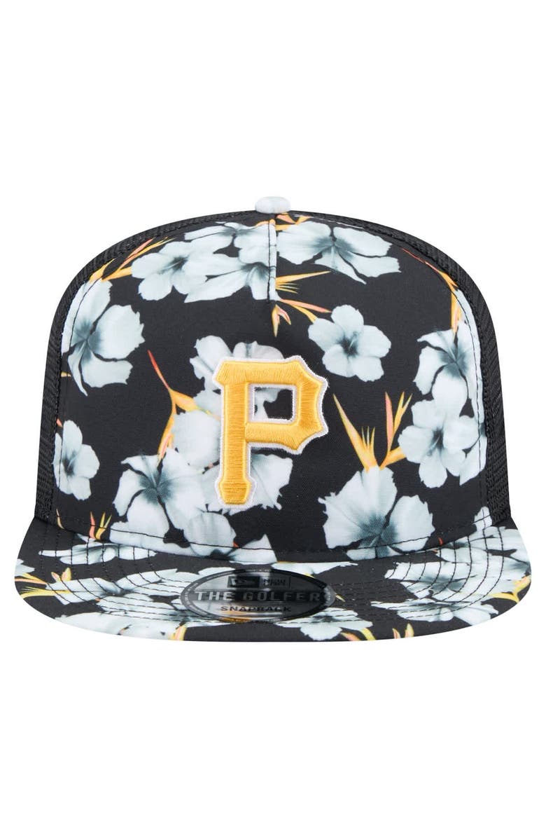 New Era Men's New Era Black Pittsburgh Pirates Adventure Pattern Golfer Trucker Snapback Hat, Alternate, color, Black
