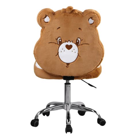 Care Bears Tenderheart Bear Swivel Vanity Chair - Plush Faux Fur, Adjustable Height
