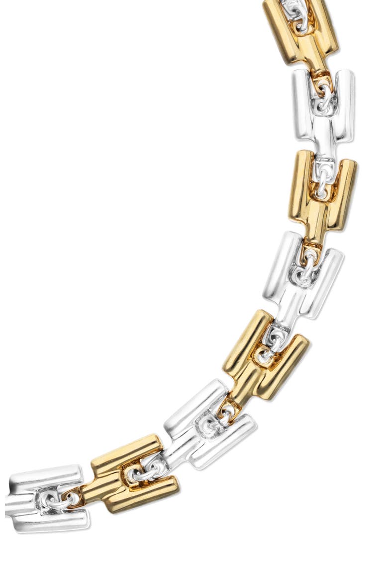 Necklace Plated In Half Sterling Silver Half 18K Gold With Links, Alternate, color, Silver and Gold