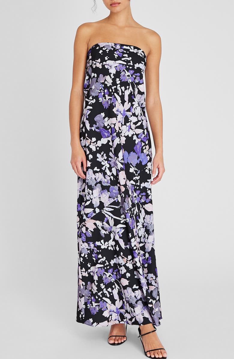 Club Monaco Floral Strapless Maxi Dress, Main, color, 