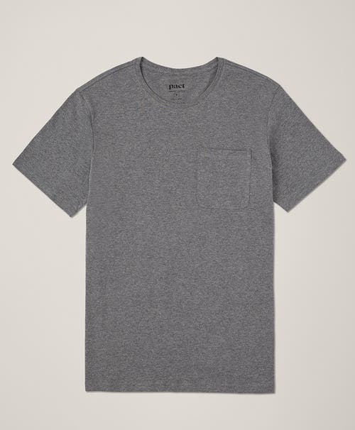 Pact Organic Cotton Softspun Pocket Crew Tee In Medium Grey Heather