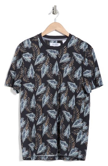 Original Penguin Leaves Cotton Jersey T-shirt In Dark Sapphire