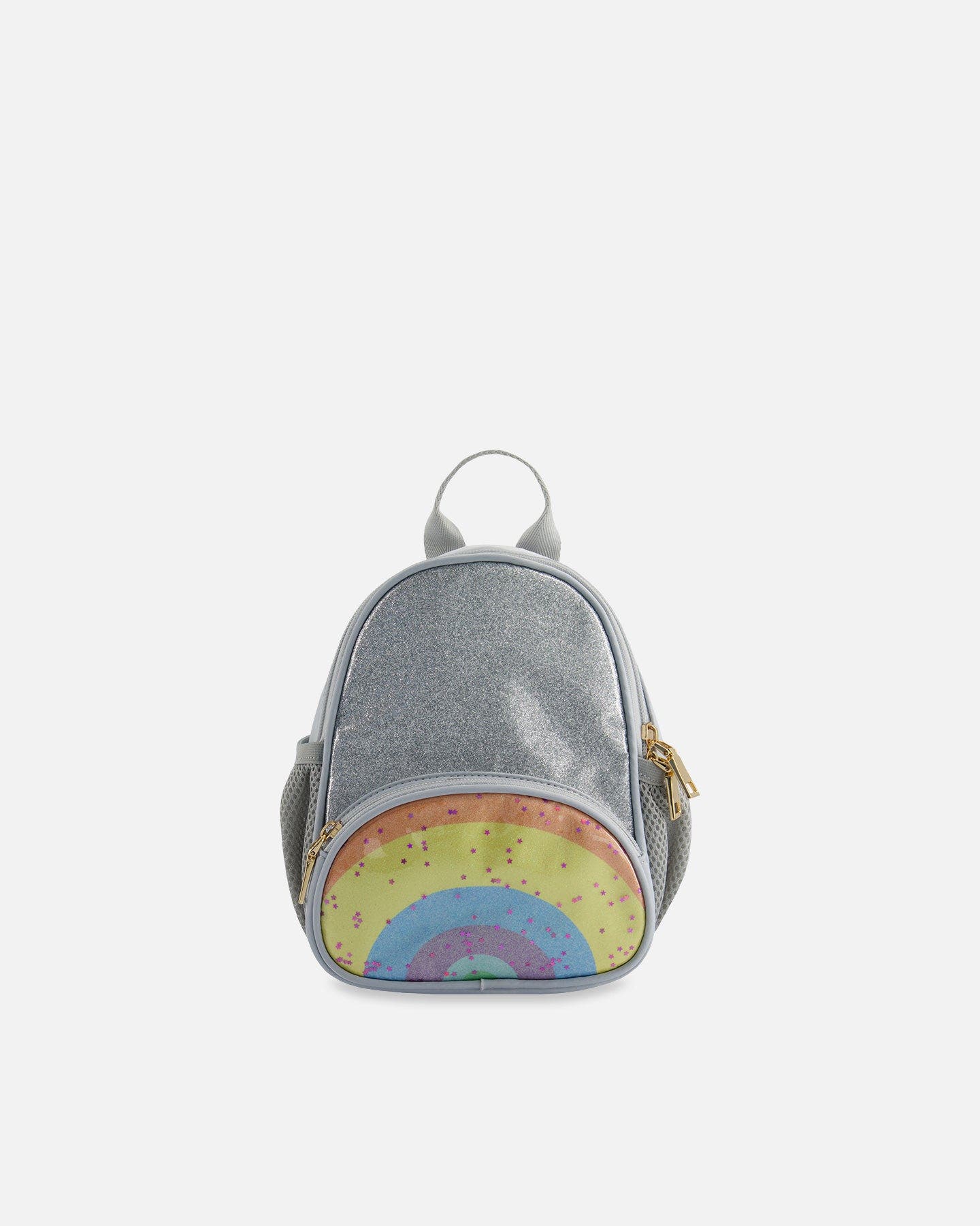 Deux par Deux Girl's Back Pack With Rainbow Pocket Silver, Main, color, 