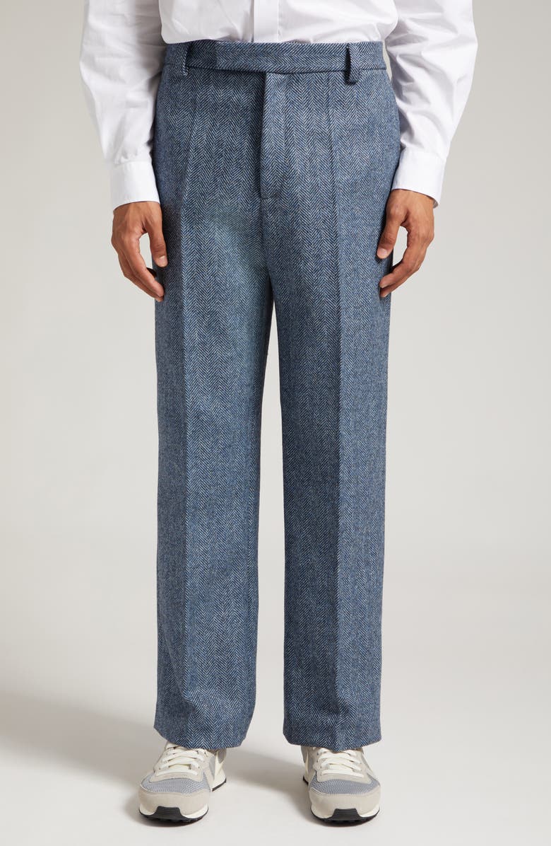 PALMES Pleated Herringbone Wool Trousers, Main, color, 