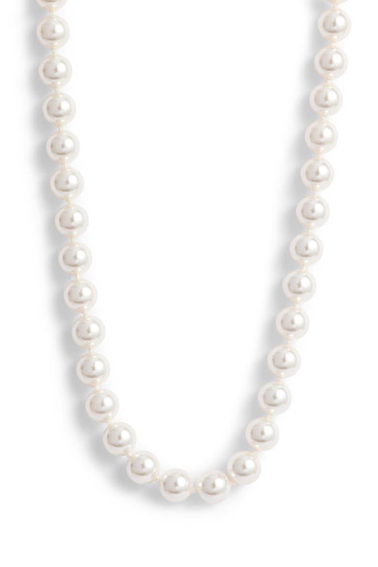 Simulated Pearl Long Necklace, Main, color, PEARL/ SILVER