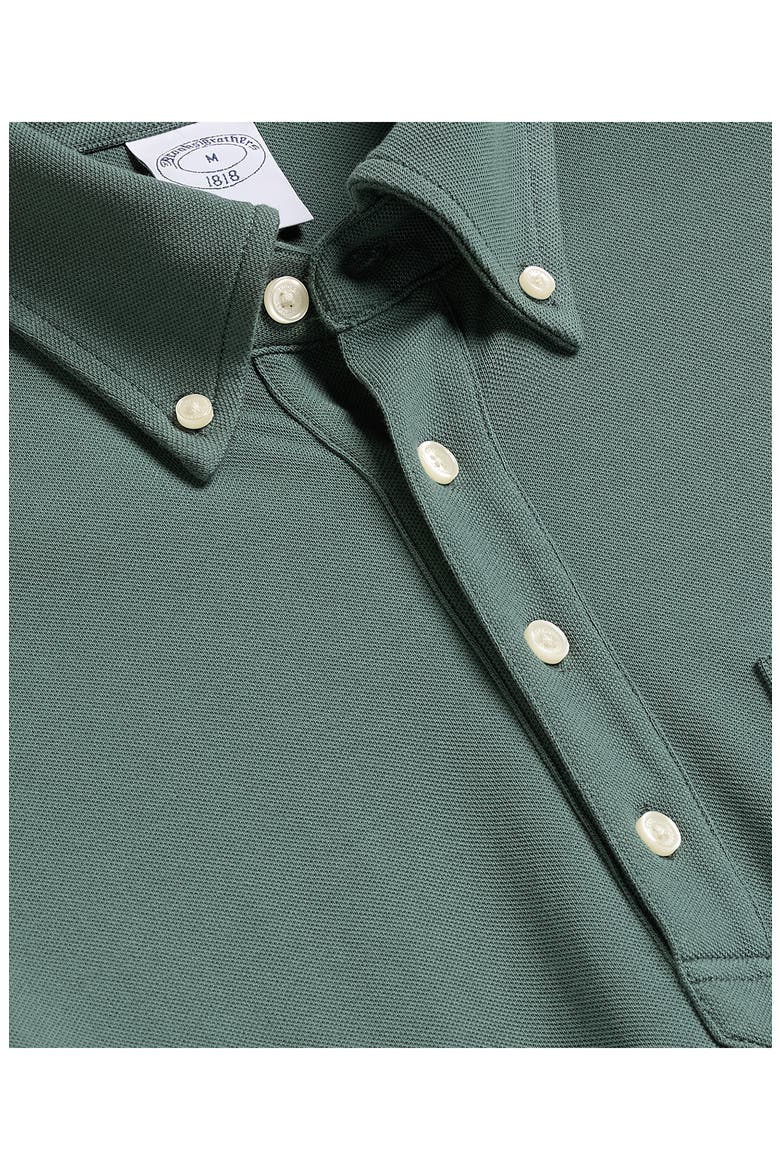 Piqué Pullover Button-Down Shirt, Alternate, color, MEDGREEN