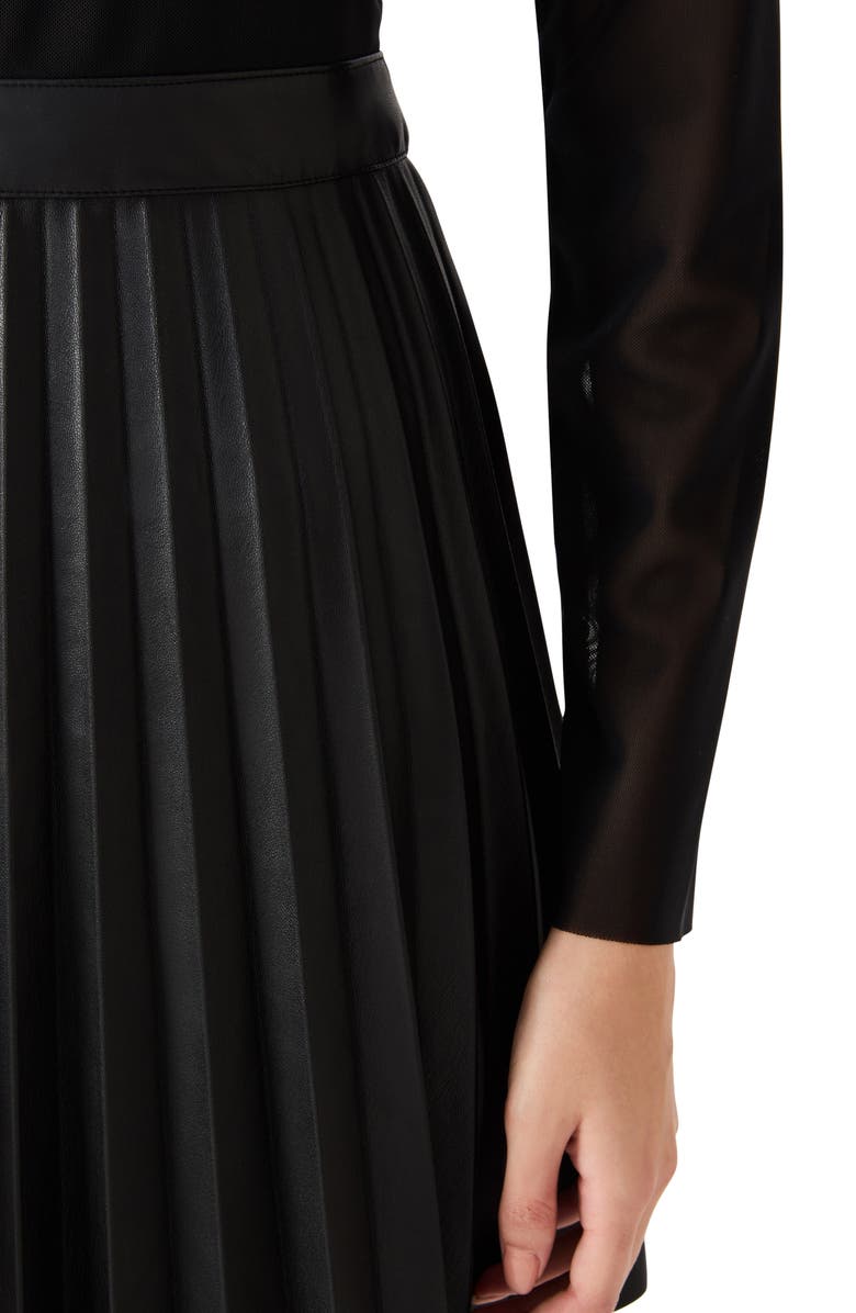 Steve Madden Nevah Long Sleeve Faux Leather Minidress, Alternate, color, Black