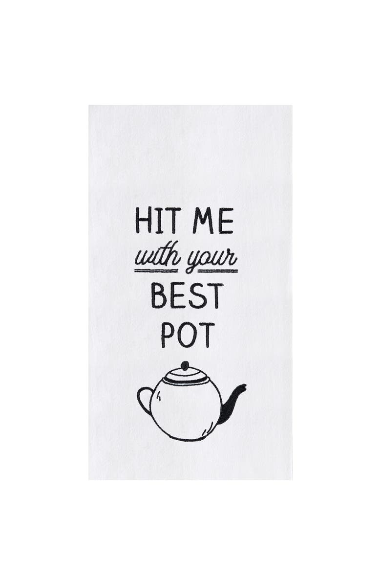 C&F Home Best Tea Pot Kitchen and Bathroom Embroidered Hand Towel, Main, color, Black