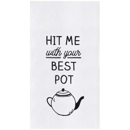 C & F Home C&f Home Best Tea Pot Kitchen And Bathroom Embroidered Hand Towel In Black