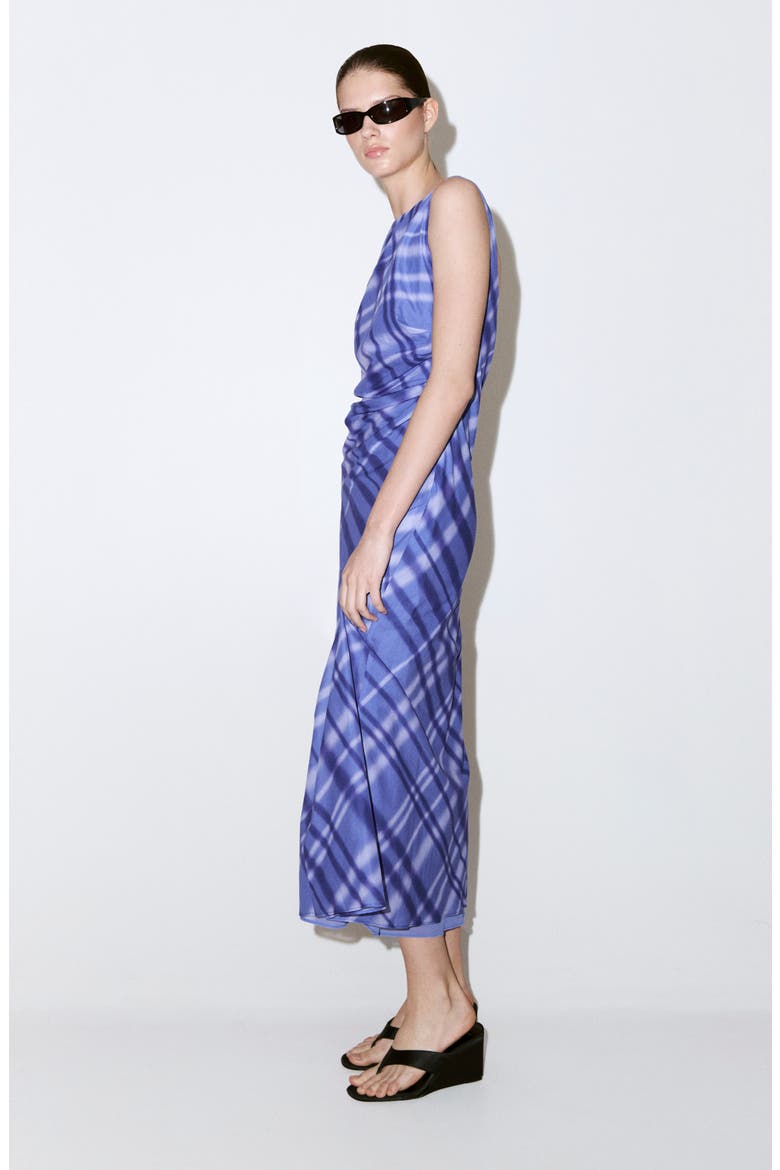 Printed Cotton Sleeveless Bateau Neck Dress, Alternate, color, BLUE