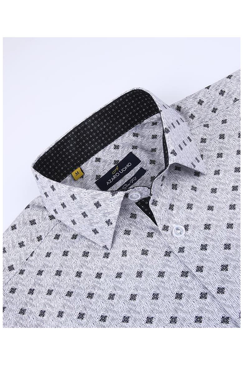 Patterned Long Sleeve Performance Button-Up Shirt, Alternate, color, WHITE