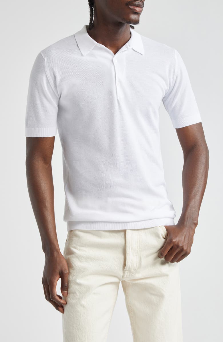 John Smedley Roth Solid Sweater Polo, Main, color, White