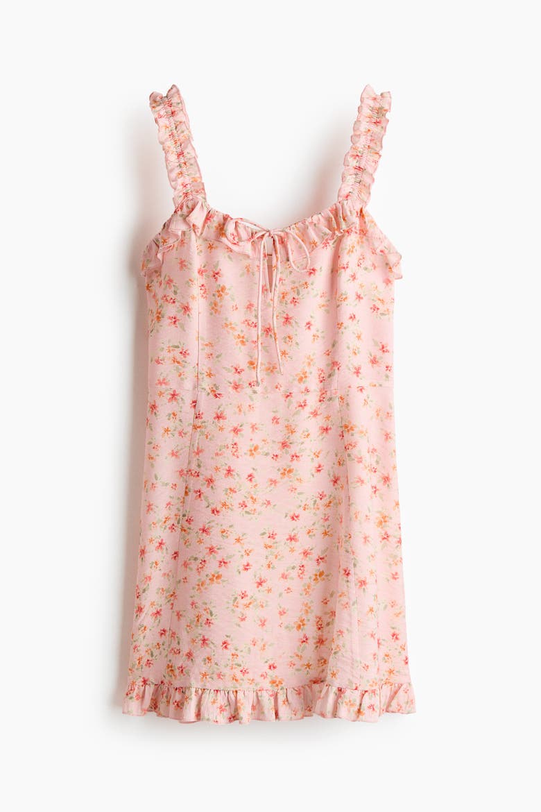 Ruffled Crêpe Dress, Alternate, color, Light pink/floral