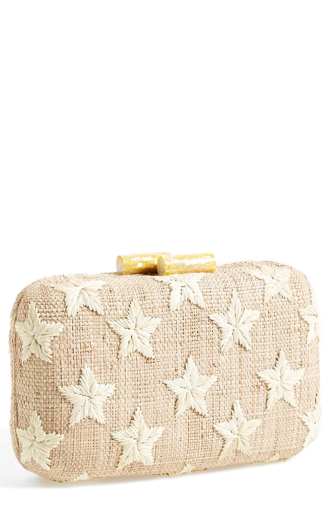 'Star' Straw Clutch, Main, color, NATURAL