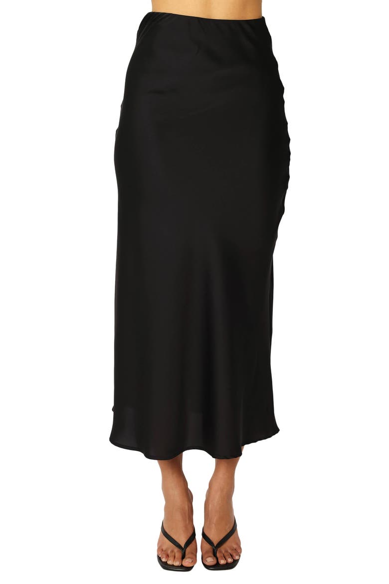 Nellie Satin Maxi Skirt, Main, color, BLACK