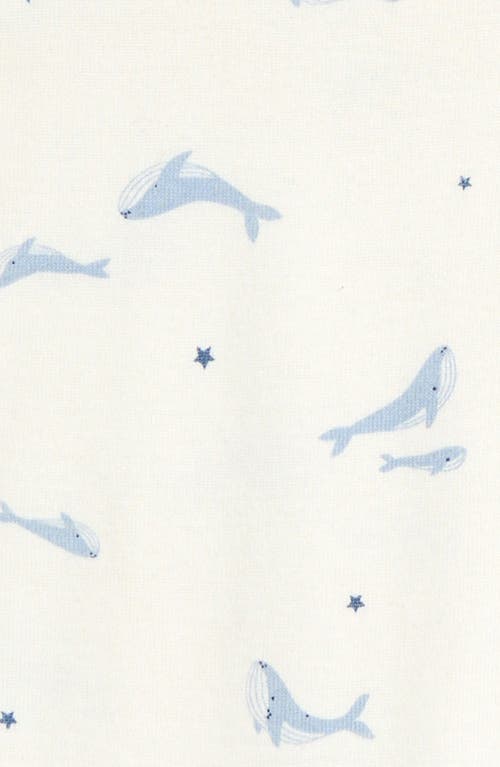 Nordstrom Star & Whale Print Cotton Pocket Romper In Ivory Egret Star Whales