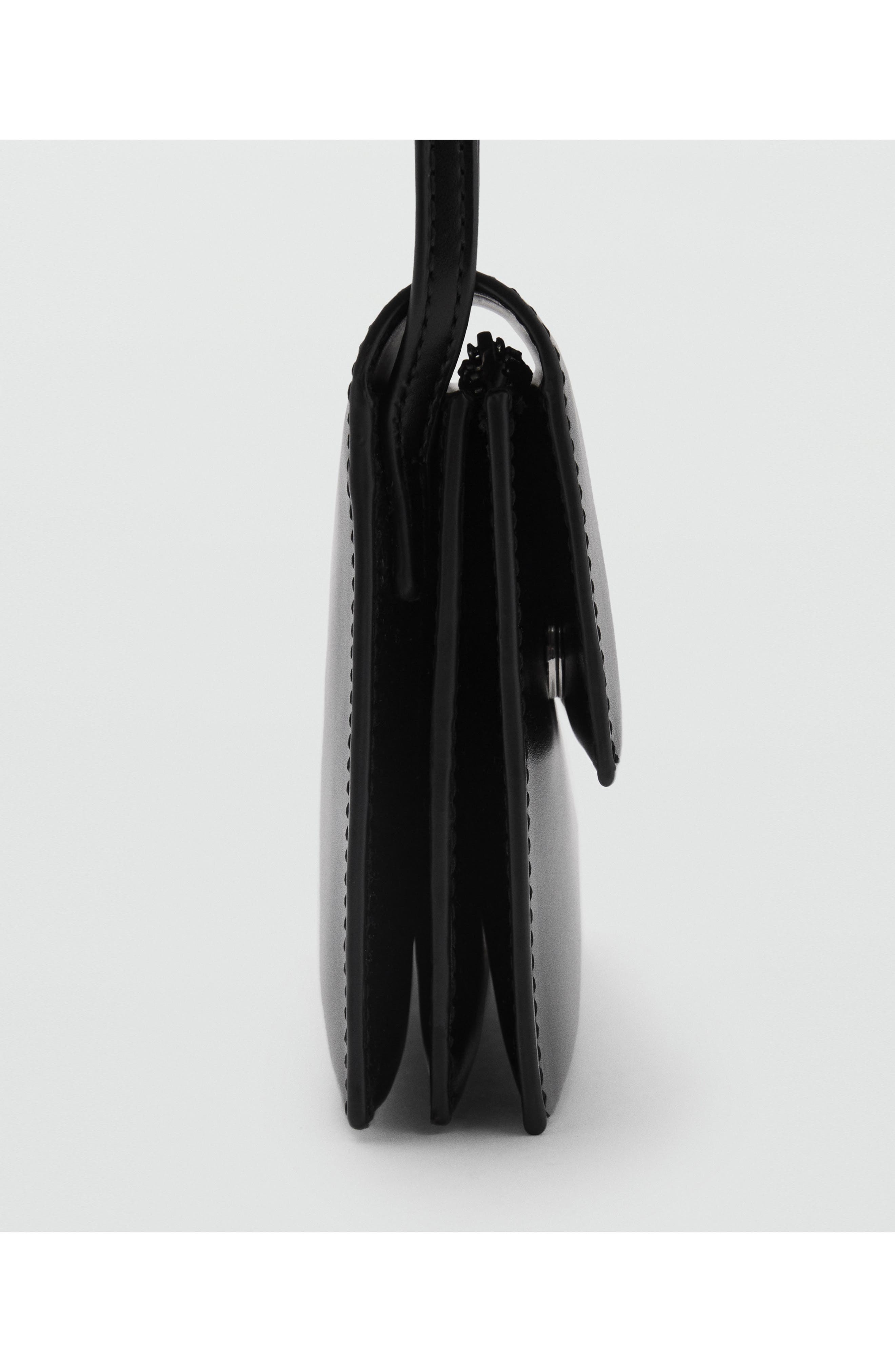 MANGO Faux Leather Crossbody Bag, Alternate, color, Black