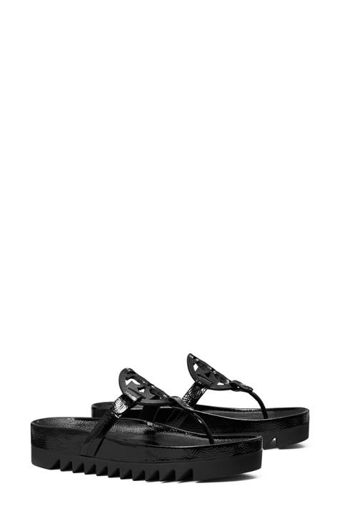 Black patent leather sandals low heel online