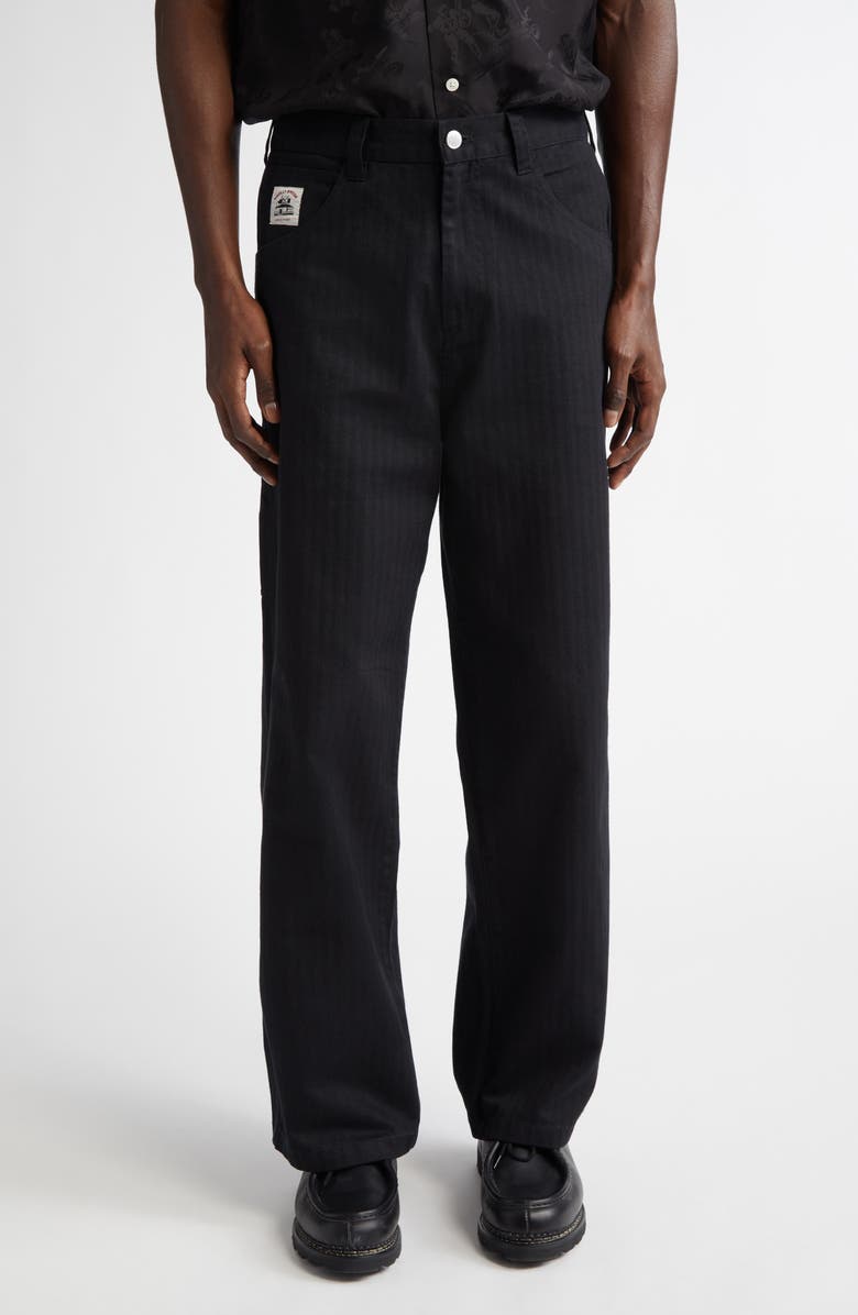Bode Knolly Brook Twill Trousers, Main, color, Black